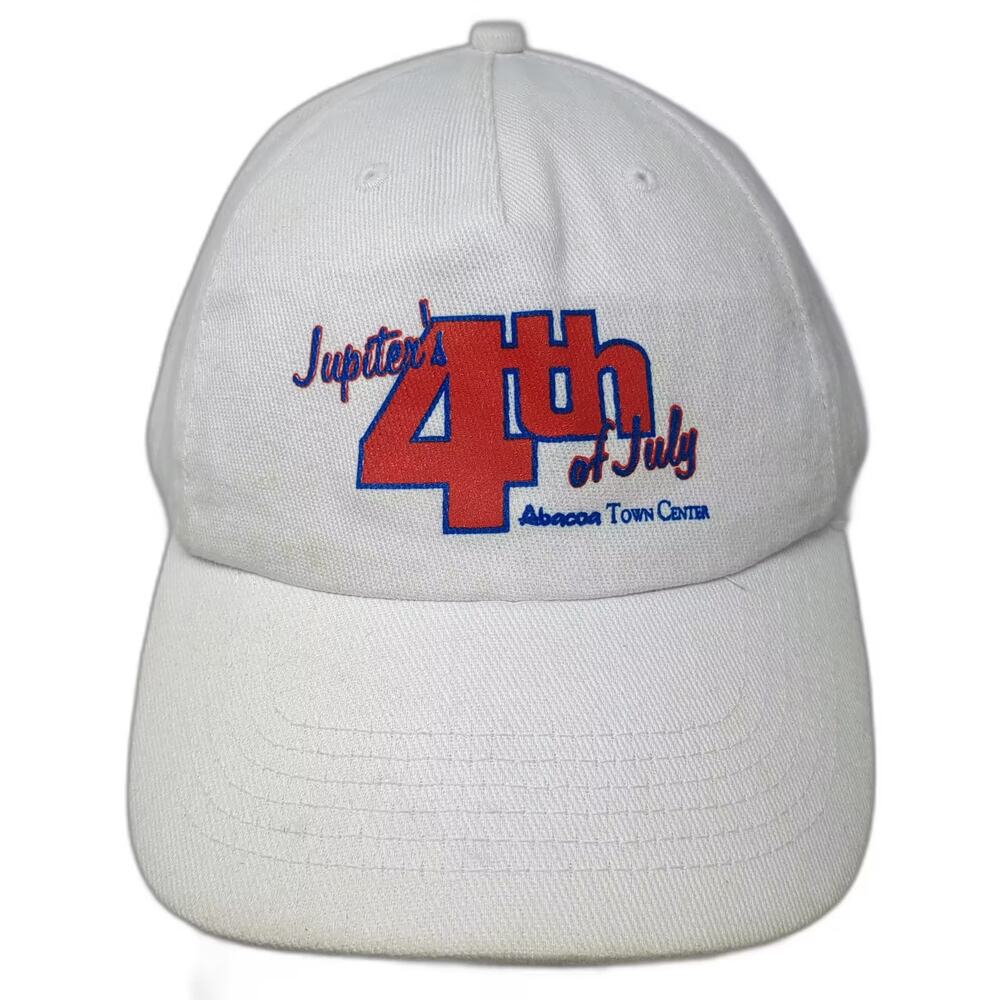 Head To Toe 5 Panel Cap White Blue Strapback Hat OS Jupiter 4th of July Abacoa